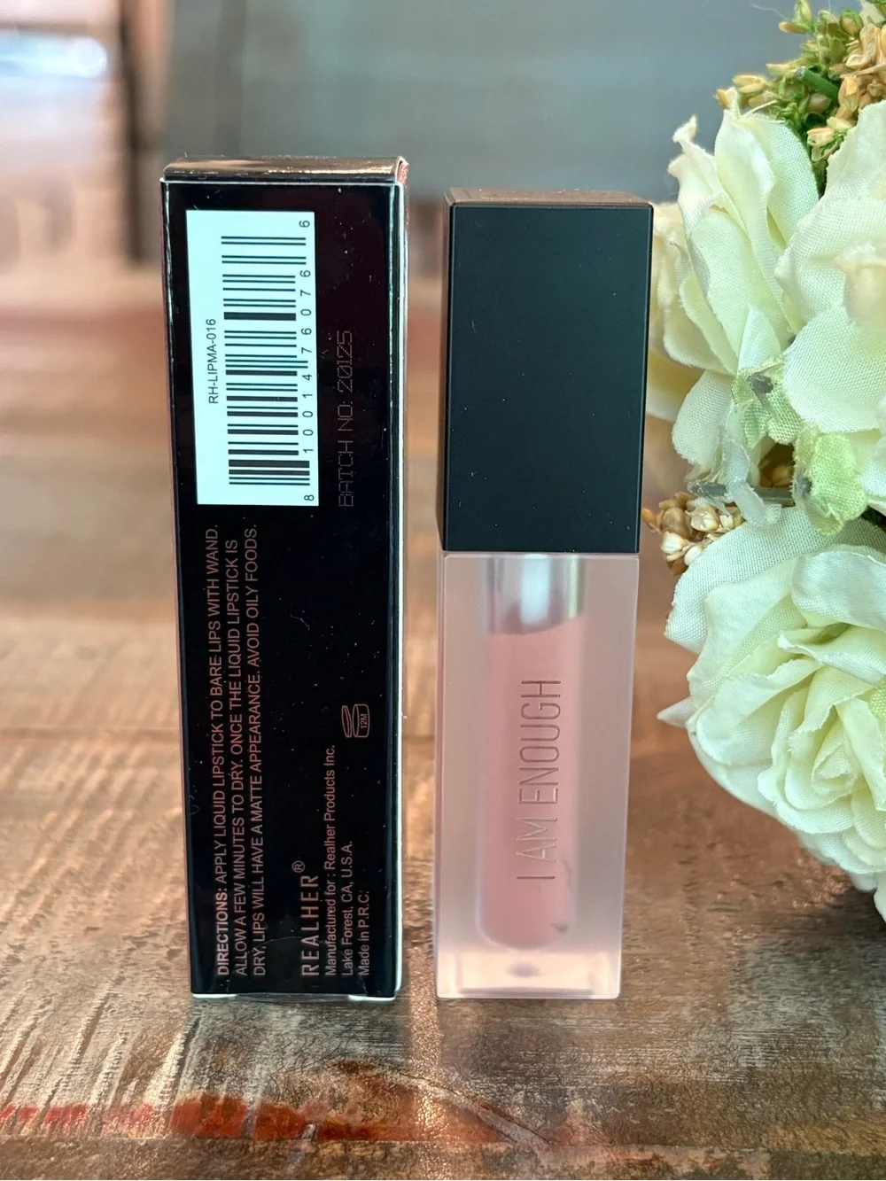 New REALHER Matte LIQUID LIPSTICK in I AM ENOUGH {Warm Nude}